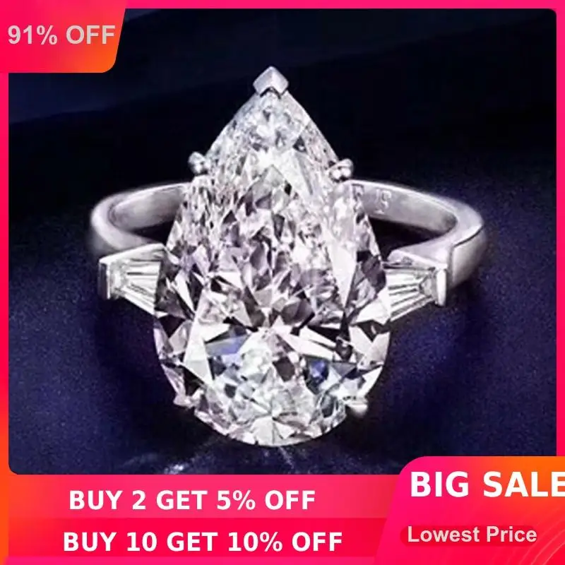 choucong Statement Promise Ring Pear cut 8ct AAAAA cz 925 Sterling Silver Engagement Wedding Band Rings for women Party Jewelry