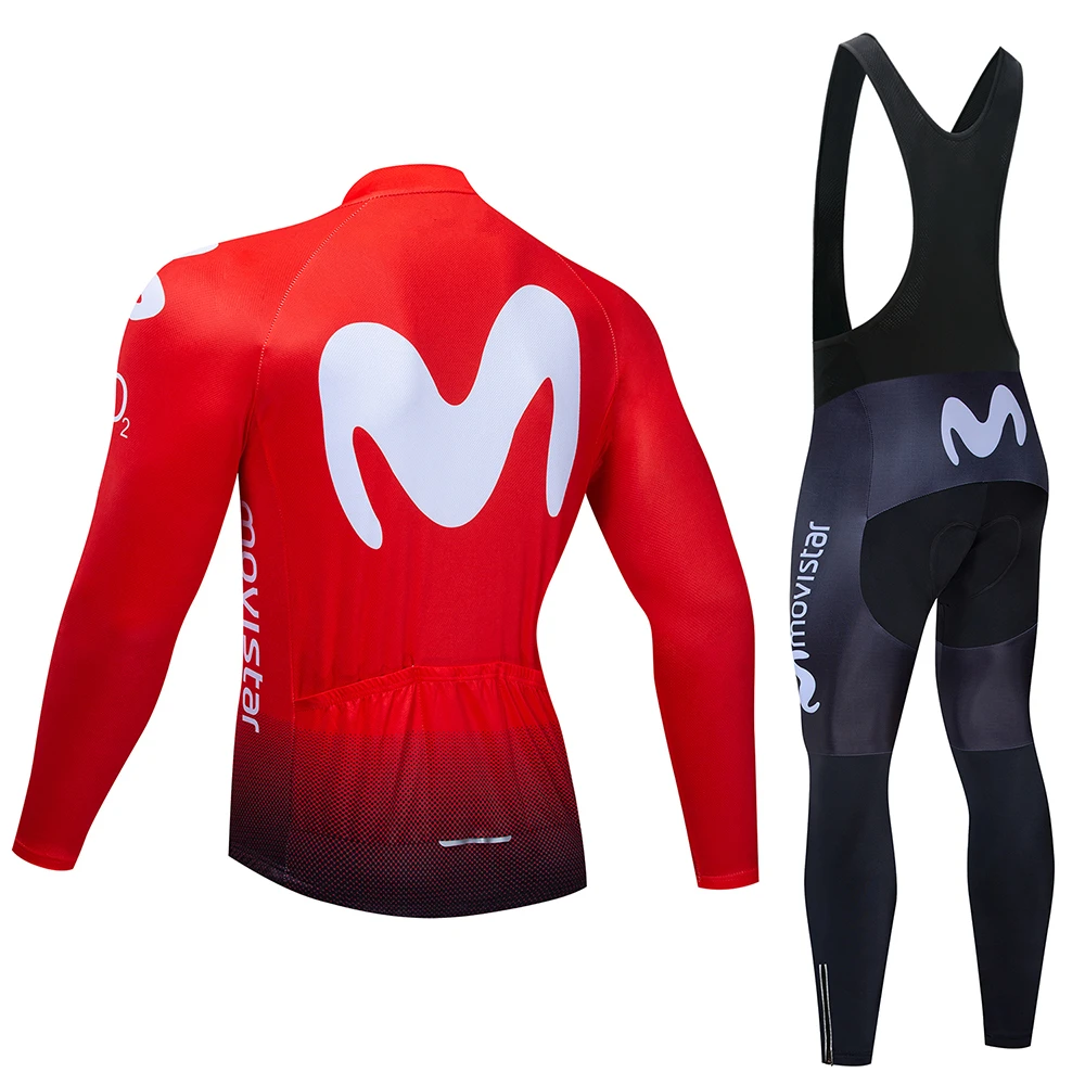 Длинный рукав Movistar велосипедный костюм Мужская одежда трико wo Мужские Зимние флисовые велосипедные Джерси наборы