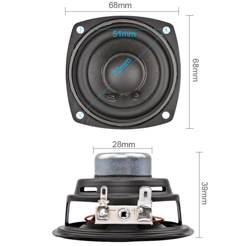 2Pcs 2.5 Inch Portable Speakers 4Ohm 10W 66MM Full Range Audio Speaker Bass Multimedia Neodymium Magnet Loudspeaker 2Pcs 2.5 Inch Portable Speakers 4Ohm 10W 66MM Full Range Audio Speaker Bass Multimedia Neodymium Magnet Loudspeaker