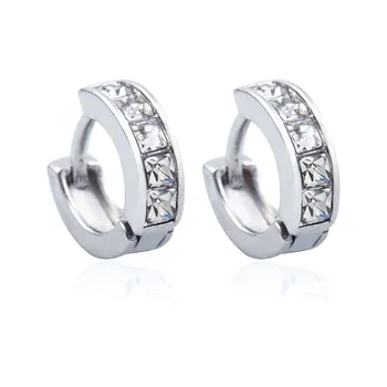 

Fashionable silver-plated zircon earpins with hollow Earrings women