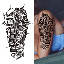  Black Forest Tattoo Sticker For Men Women Children Tiger Wolf Death Skull Temporary Tattoo Fake Henna Skeleton King Animal Tatoo 
