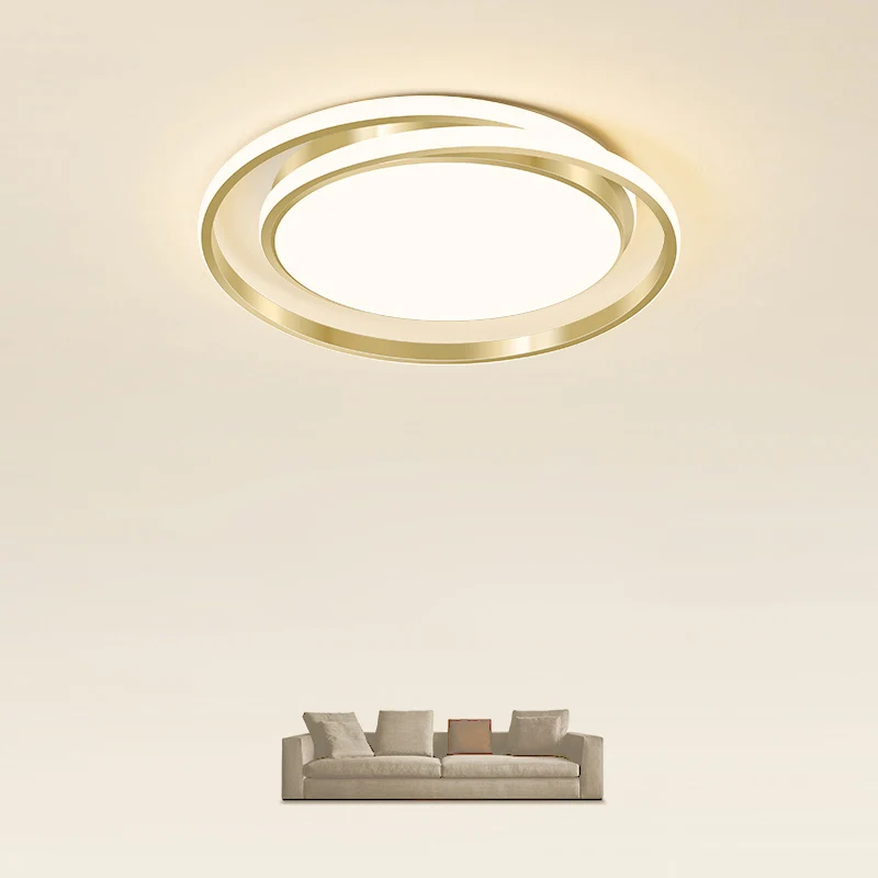 

Bedroom Luxury Study Golden Creative Art Round Simple Ceiling Lamp