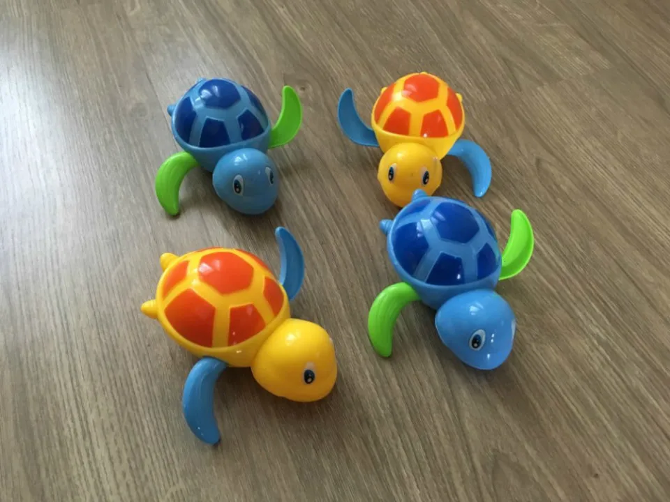 Мультяшная Милая черепаха, детские водные игрушки для ванной, классические, детские, для ванной, мини красочные, мягкие, плавающие фигурки животных, заводная игрушка