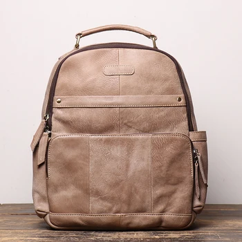 

Handmade Full Grain Genuine Leather Travel Backpack Big Capacity Cowhide Laptop Bag Vintage Style School Backpack