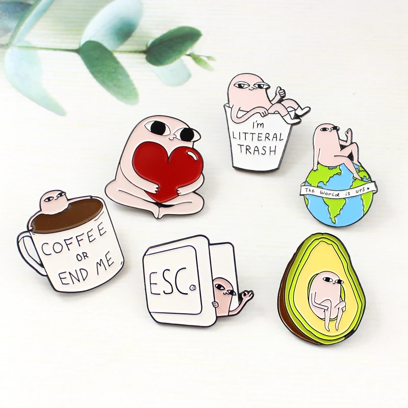 Смешные комиксы карта Pin кофе обложка книги ESC авокадо Сэндвич сердце любовь