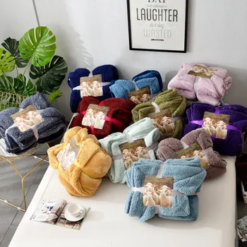 

Ｎew Berber Fleece Blanket Warm Soft Cashemere Flannel Blandets Camel AB Side Solid Color Bed Linen Sheet Full Queen Home Textile