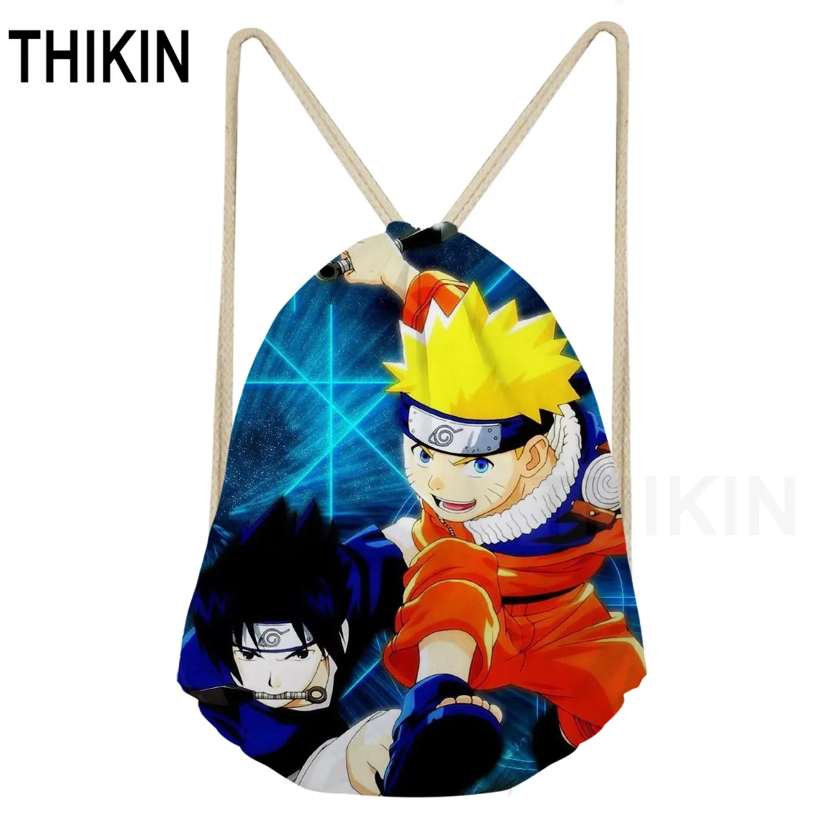 As Pictures THIKIN популярный мультфильм Наруто сумка на шнурке для подростков Uzumaki Наруто Банч карман Мальчики Девочки полиэстер сумка на плечо Mochila - Цвет: As Pictures