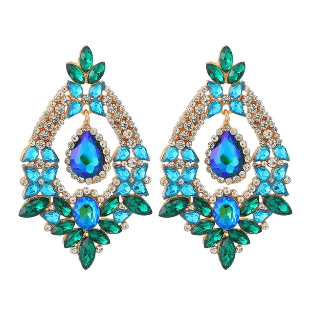 Ztech New Green Series Set Earrings Designer Jewelry Crystal Tassel Za Accessories Handmake Statement Bijoux Pendientes Brincos E1603