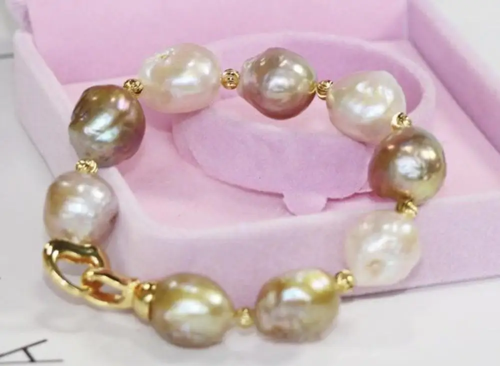 

elegant 12-13mm south sea multicolor pearl bracelet 7.5-8inch925s