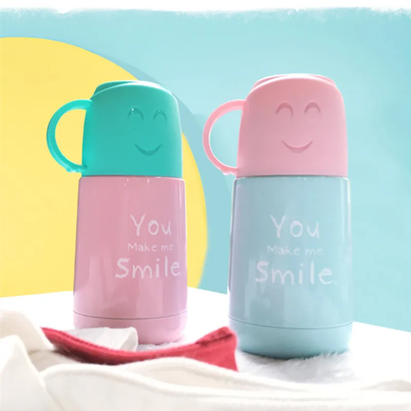 

Cute Candy-Colored Smiley Insulated Cup 304 Stainless Steel Food Grade Water Cup Students Hand Portable Emotion Cup