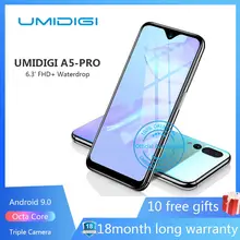 UMIDIGI A5 PRO Android 9,0 Восьмиядерный мобильный телефон 6,3 'FHD+ 16 МП Тройная камера 4150 мАч 4 ГБ ОЗУ 32 Гб ПЗУ смартфон gsm разблокирован