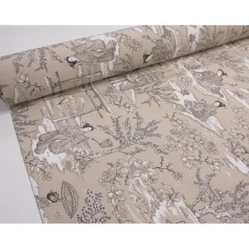 

PRINTED CANVAS TOILE oof JOUY Ref. GEISHA BEIGE 2,45 mts x wide 2,80 m