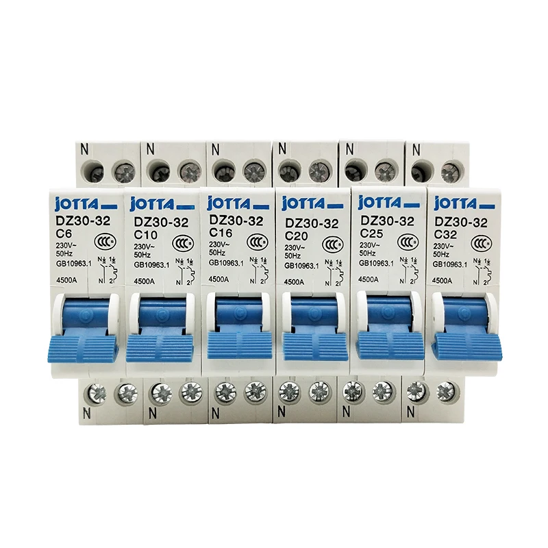 JOTTA ДПН 1P+ N Мини автоматический выключатель MCB 10A 16A 20A 25A 32A