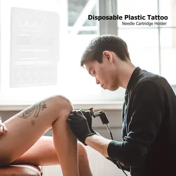 

25pcs Disposable Color Plate Hot Selling Multi-function Solid Plastic Tattoo Cartridge Needle Holder Clear Palette Trays Tool