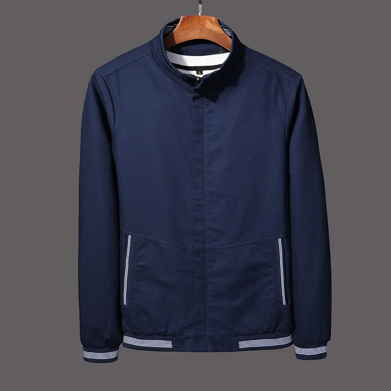 

2021 Plus Size Autumn Casual Men Jacket Fashion Pure Cotton Slim-fit Stand-up Collar Men Coat In Stock Free Shipping