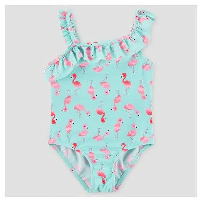 Goocheer/Летняя одежда для маленьких девочек; одежда для маленьких девочек с Фламинго; популярный плавательный костюм без рукавов; купальный костюм с оборками; бикини; купальный костюм