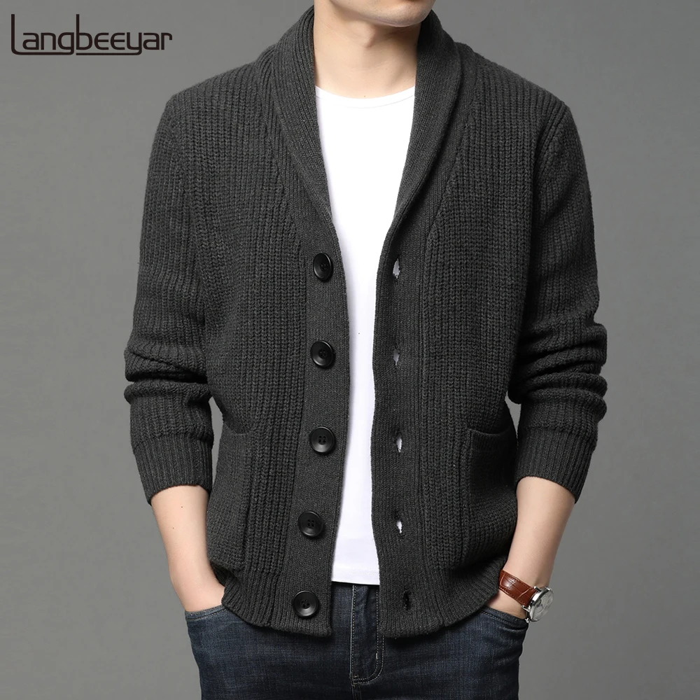 Knitted Sweater Coat Sweater Coats High End Wool Designer Thick New Autum Winter Brand Fashion Cable Knit Sweater Jacket Men Casual Coats Korean Mens Clothing