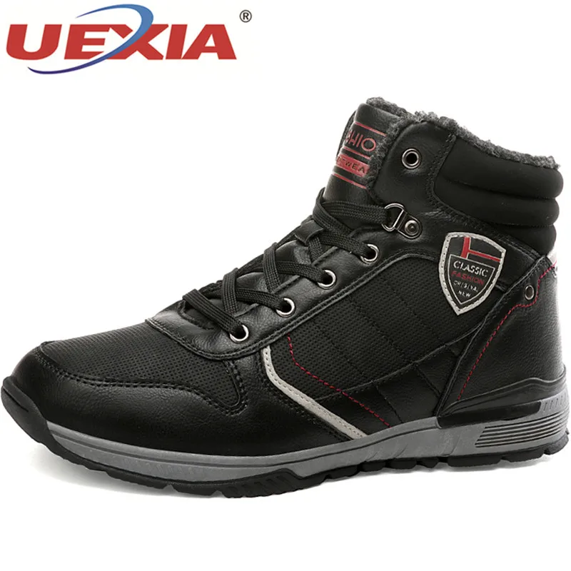 

UEXIA 2020 New Winter Warm Fur Wool Men's Shoes Leather Ankle Boots Snow Outdoor Sneakers Desert Comfortable Motorcycle Footwear