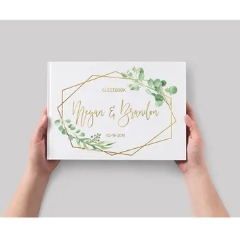 

foil gold Botanical Wedding Guestbook custom Geometric guest Book alternative engagement Guest signature baby shower photo album