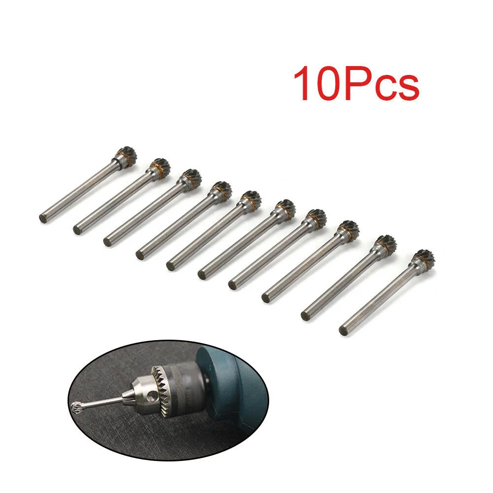 

10x 6MM Carbide Steel Carving Cut Drill Bits Rotary Tools 1/8 Shank Balls Shape