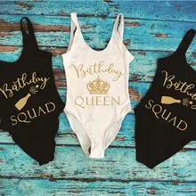 Летняя Сексуальная Женская команда пляжная одежда Корона королева Шампань Графический девичник вечерние Клубные Цельный купальник на день рождения купальники для женщин