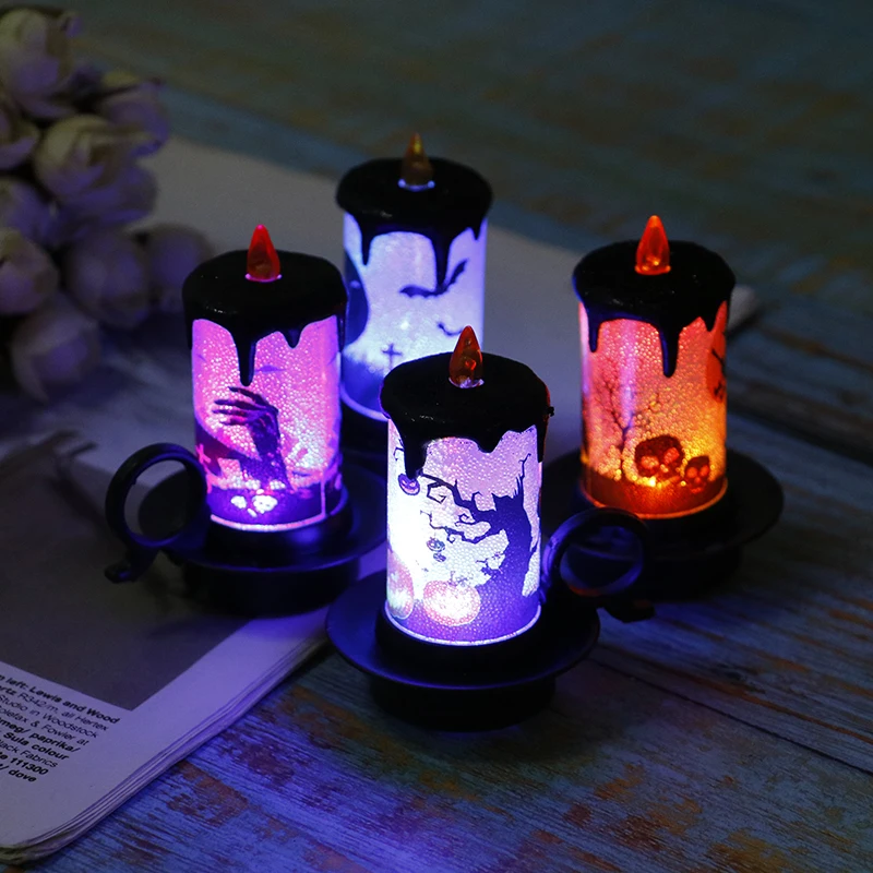 

Battery Powered LED Candle Multicolor Lamp Simulation Color Flame Flashing Electronic Tea Light Home Halloween Party Decor