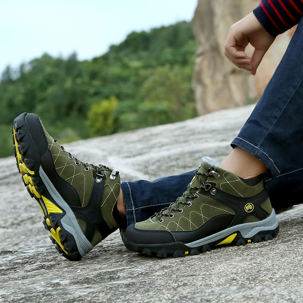 SAGACE autumn and winter men's sports boots couple slip plus velvet warm cotton shoes comfortable hiking shoes