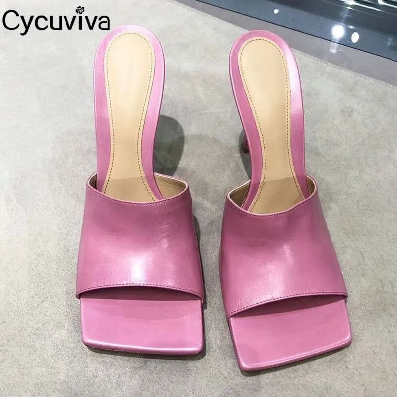 pink square toe mules