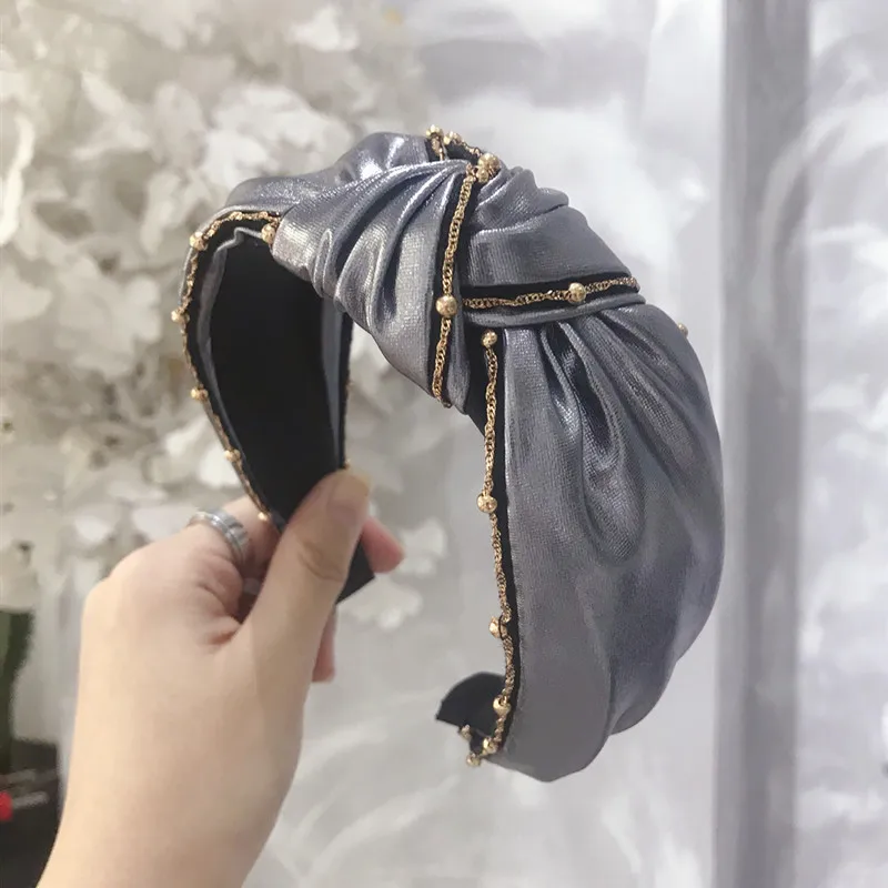 Модный корейский стиль PU тканевый художественный ободок для волос для женщин девочек сексуальный Простой Жемчуг Расширенный обруч для волос аксессуары для волос