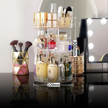 

Creative Cosmetic Storage Box Function Swiveling Makeup Organiser Clear Cosmetic Perfumes Lipstick Display Holder Container