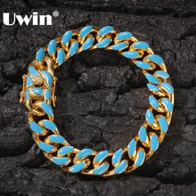 UWIN, 11 мм, нержавеющая сталь, для женщин и мужчин, 316L, цветной браслет, тяжелый, в стиле хип-хоп, кубинские браслеты, модные ювелирные изделия