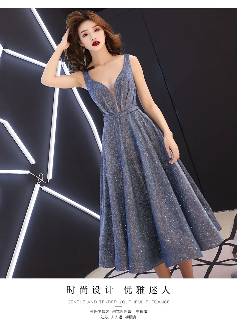 Элегантное Вечернее Платье женское стиль банкетное благородство элегантное средней длины-Утягивающее дебютантное вечернее платье