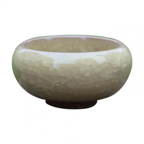 Cute Ice-Crack Glaze Flower Ceramic Succulent Flower Plant Mini Pot Succulent Planter Flowerpot Home Office Desktop Decoration Earthy Yellow