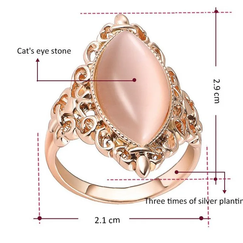 Винтажные опалы из розового золота, кольца для женщин, полые узоры, кольцо из розового циркона, женское белое серебряное Ювелирное кольцо, женские обручальные кольца