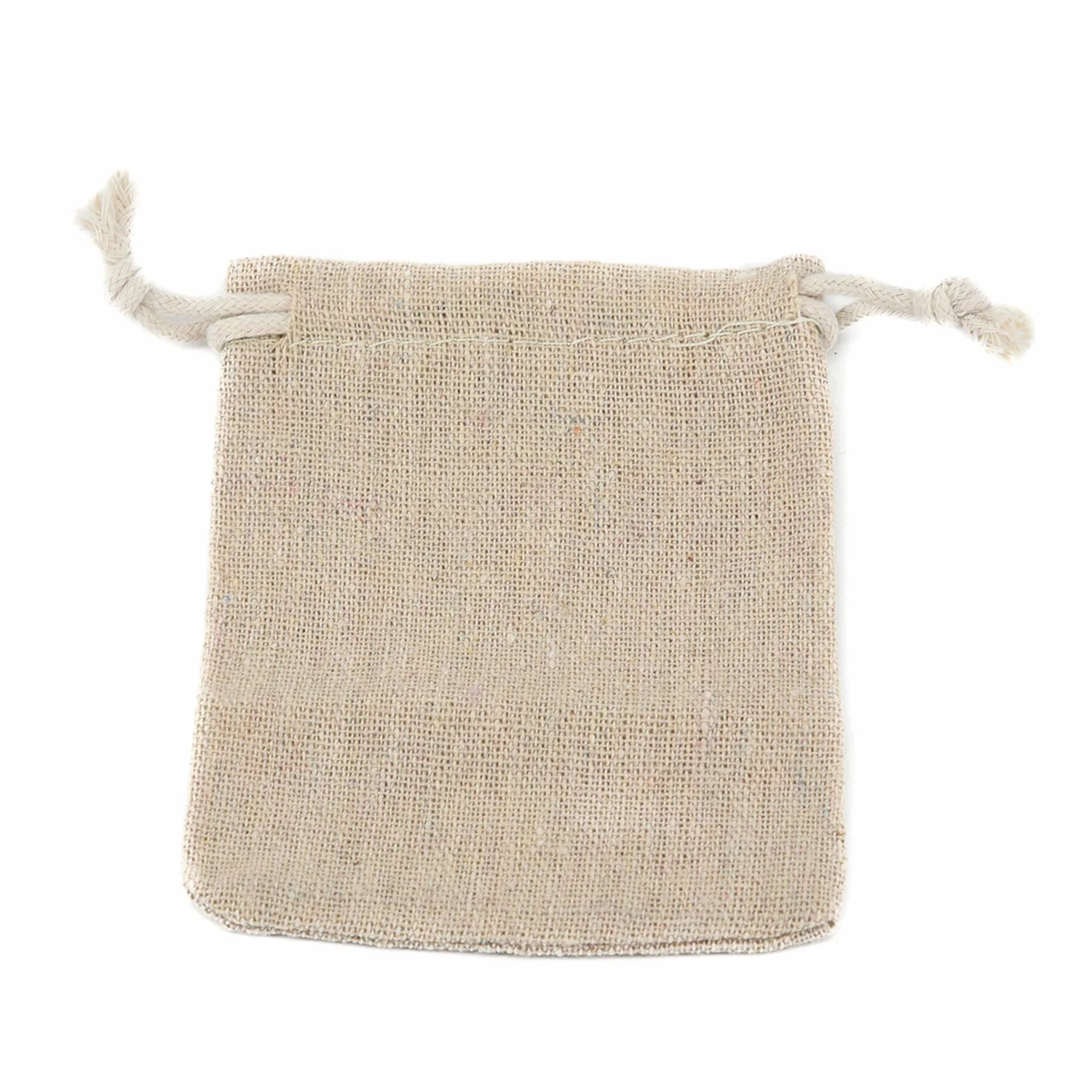 High Quality Natural Linen Gift Pouch Gift Bags With Cotton Drawstring- 50 Pcs