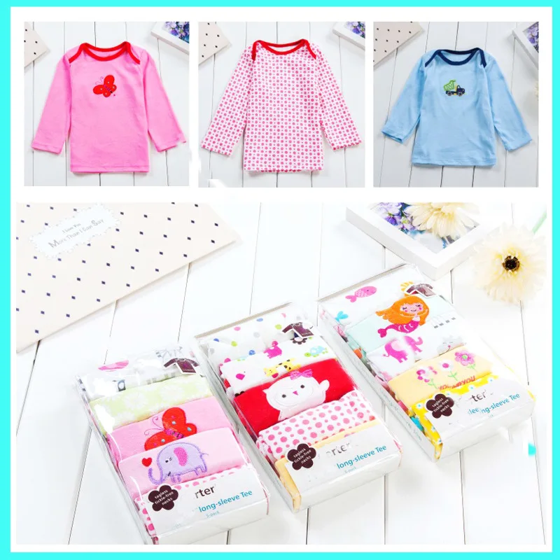 Manufacturers Wholesale Carter Envelope Collar Children T-shirt Long Sleeve T-shirt Infant Base Shirt Infant Childrenswear Autum