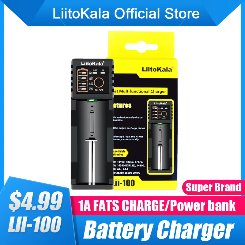 LiitoKala Lii-100B Lii-100 18650 Battery Charger For 26650 16340 RCR123 14500 LiFePO4 1.2V Ni-MH Ni-Cd smart charger battery charger battery charger adapter