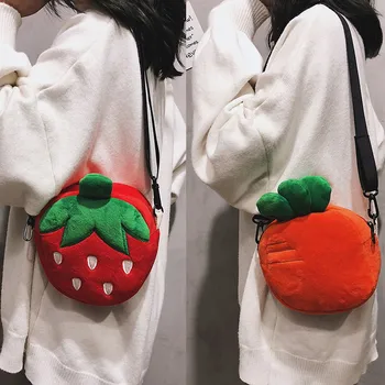 

Women Fruit Strawberry Suede Shoulder Bag Crossbody Handbag Ladies Girls Fashion Flock Fruit Strawberry Shoulder Crossbody Bags