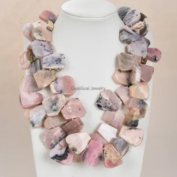 

GuaiGuai Jewelry 2Strands Natural Fancy Pink Opal faceted pink crystal Necklace