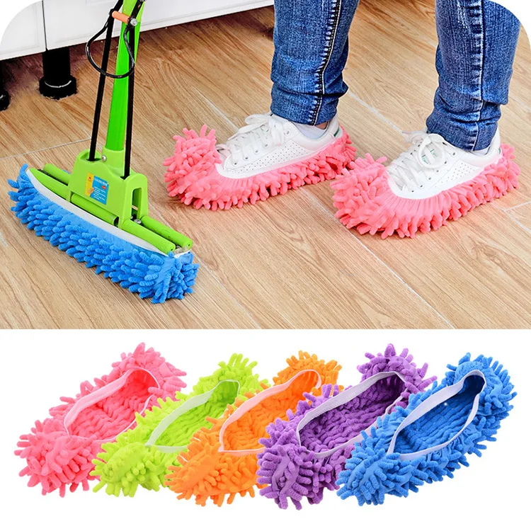 

2 Pcs Floor Dust Cleaning Slipper Microfiber Lazy Shoes Cover Mop Broom Window Cleaner Cloth Cover Home Clean up Tools Mop Head