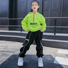 Одежда в стиле хип-хоп детские танцевальные костюмы, зимний неоновый зеленый костюм с длинными рукавами в стиле джаз уличный костюм детский костюм в стиле хип-хоп BL2576