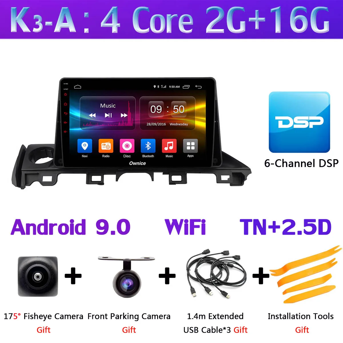 " 1Din 360 ° панорамный автомобильный dvd-плеер Android gps навигация для Mazda 6 III 3 GJ Atenza dzda6 автомобильный DSP Carplay - Цвет: K3-A