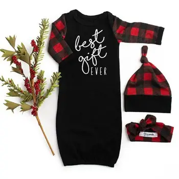 

0-9M 4Pcs Christmas Newborn Baby Swaddle Blanket Wrap Sleep Bag Hat Plaid Clothing Sleep Sets For Baby Girls And Boys