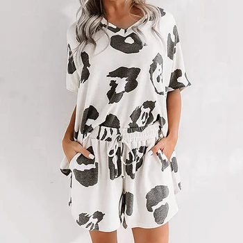 

Original Design Tie Dye Pajamas Fashion Print Casual Shirts Shorts Two-Piece Suit Sleepwear Set Women Clothes Loose Summer