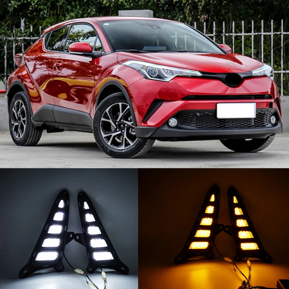 Car flashing For Toyota C-HR CHR 2016 2017 2018 2019 Turn Yellow Signal Style Relay DRL LED Daytime Running Light Daylight | Автомобили и