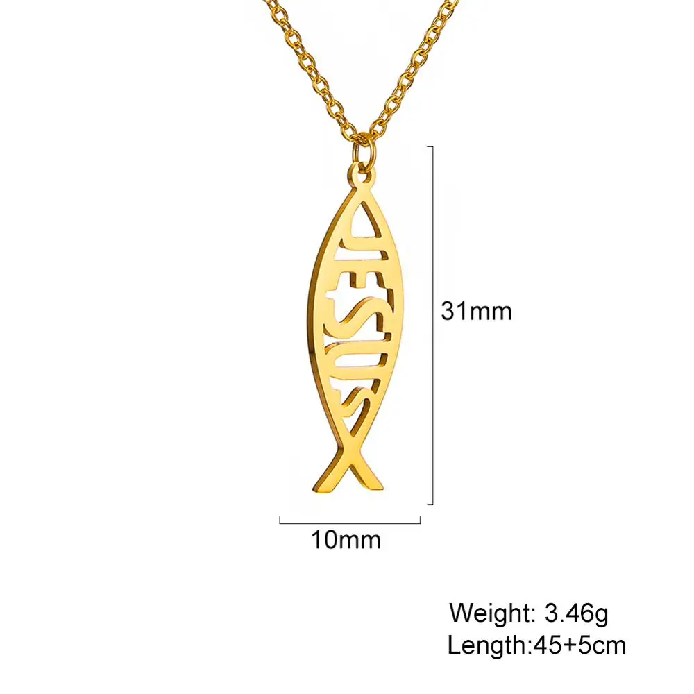 Collana Uomo Donna Con Ciondolo Ichthys Pesce | Acciaio Inox 316L E Cordino In Pelle | Simbolo Cristiano | Colore Argento