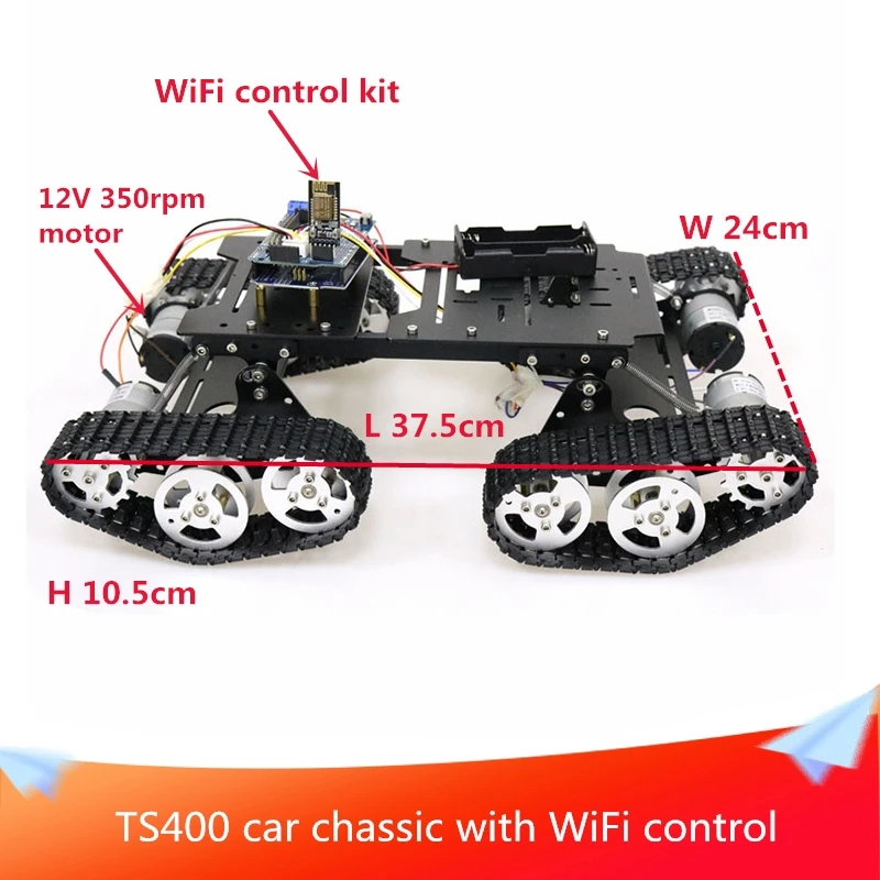 US $128.68 With WiFiPS2 Hnadle Control Kit TS400 4WD Robot Tank Chassis Kit UNO BoardMotor Driver Board12V DC Motor DIY RC Toy
