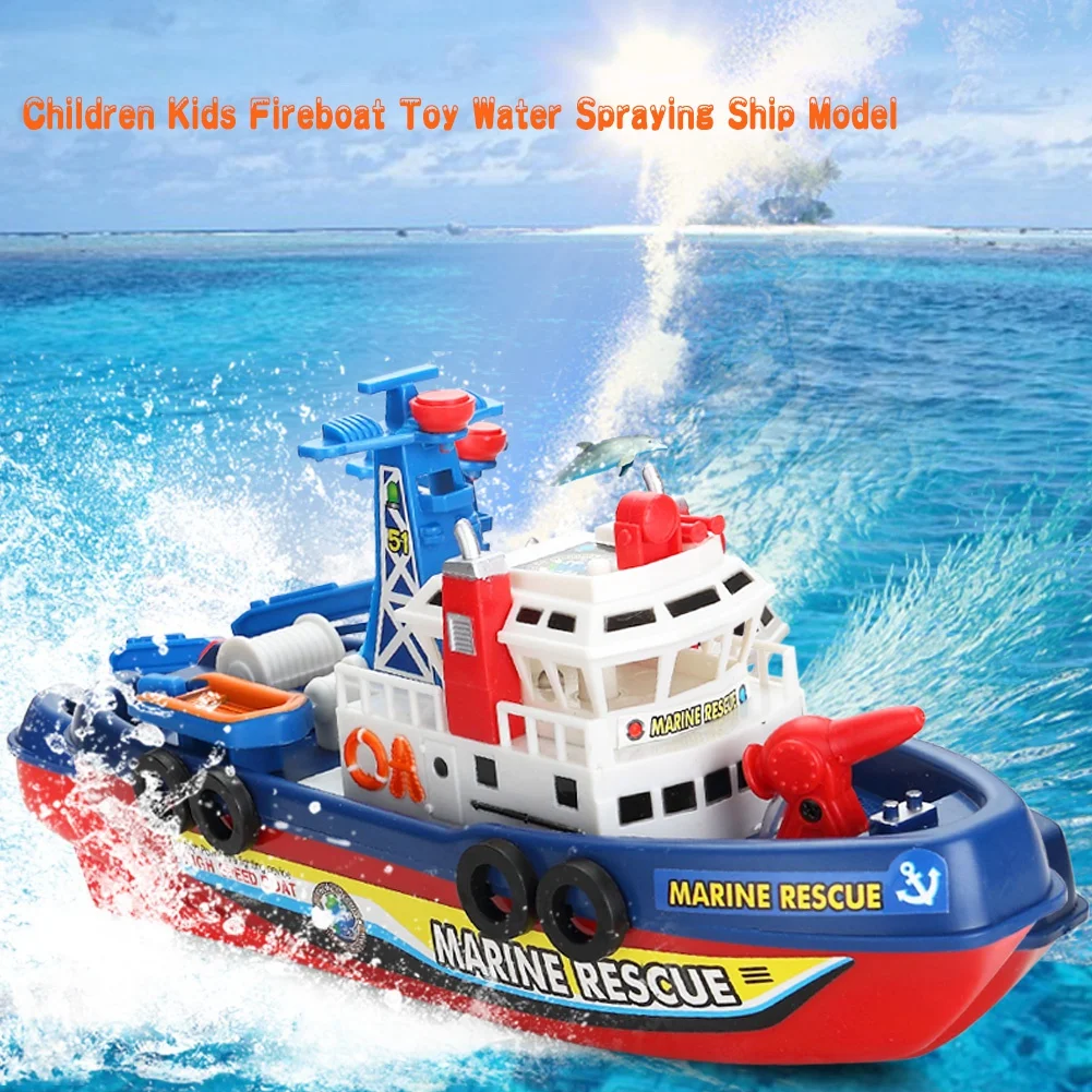 Kids Music Light Water Spray Electric Marine Rescue Fire Boat Model Toy Util HB 