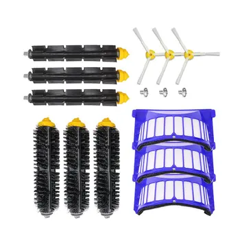 

Replacement Kit Includes Bristle Elastic Beater Brush 3 Armed-3 Side Brush & Aero Vac Filters For Irobot Roomba 600 Series