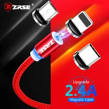 ZRSE Магнитный Micro USB кабель для iPhone XS Max XR X 8 7 Plus type C кабели 3 в 1 светодиодный USB-C мобильный провод для зарядного устройства для Redmi